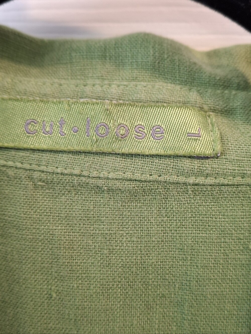 Vtg Cut Loose 100% Linen Button Up Shirt Blouse Longer Back Boxy Womens Sz L - Picture 2 of 9